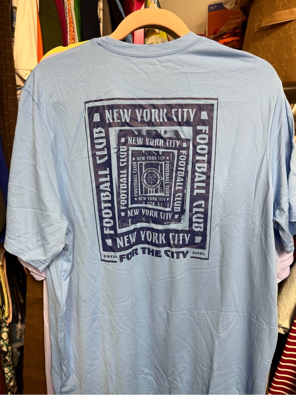 Adidas Football club Soccer New York women’s size Medium T-shirt blue Aeroready